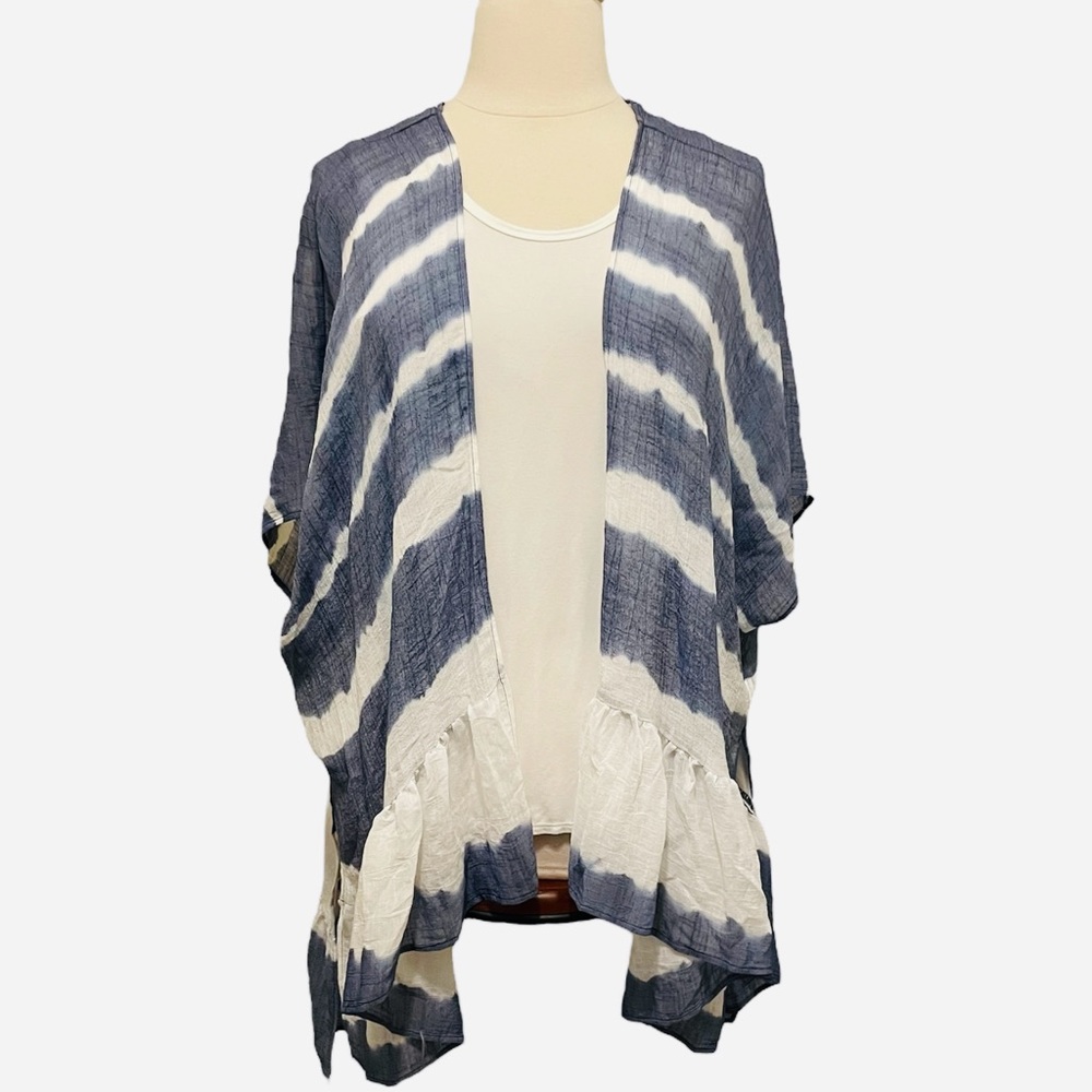 Umgee Indigo and White Kimono Cardigan sz M/L